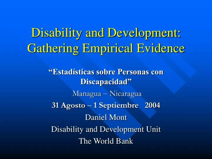 disability and development gathering empirical evidence