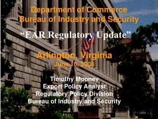 Department of Commerce Bureau of Industry and Security