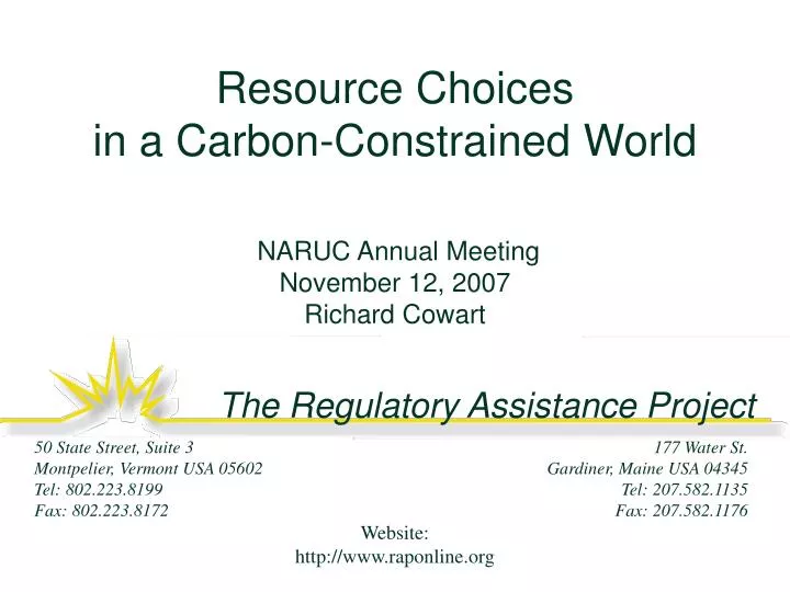 resource choices in a carbon constrained world