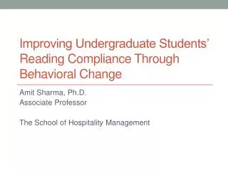 Improving Undergraduate Students’ Reading Compliance Through Behavioral Change