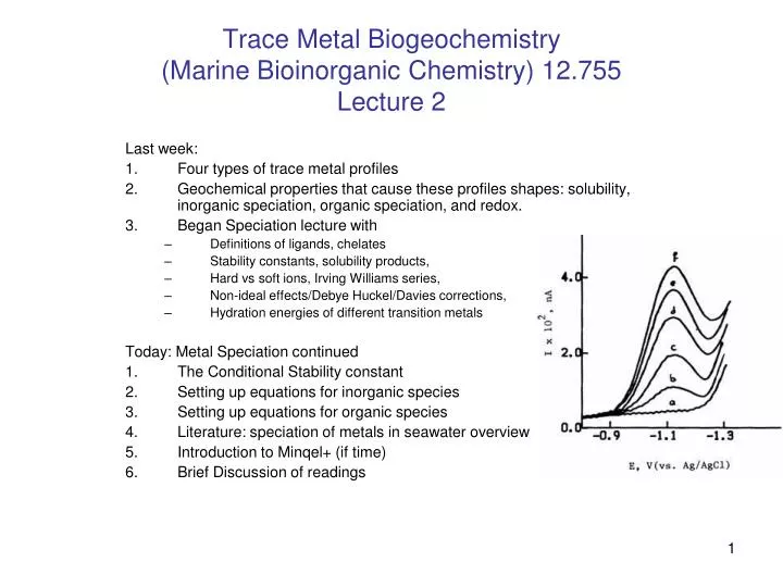 trace metal biogeochemistry marine bioinorganic chemistry 12 755 lecture 2