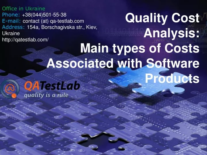 quality cost analysis main types of costs associated with software products