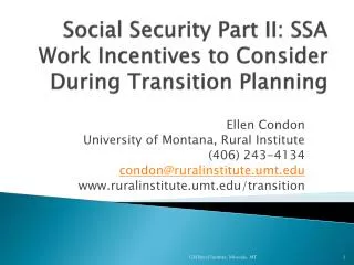 social security part ii ssa work incentives to consider during transition planning