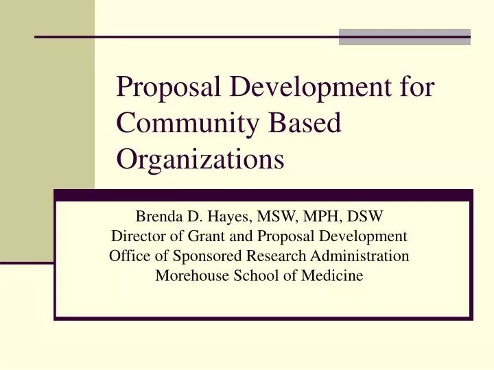 proposal development for community based organizations