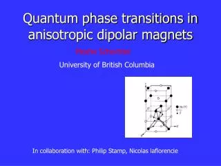 Quantum phase transitions in anisotropic dipolar magnets