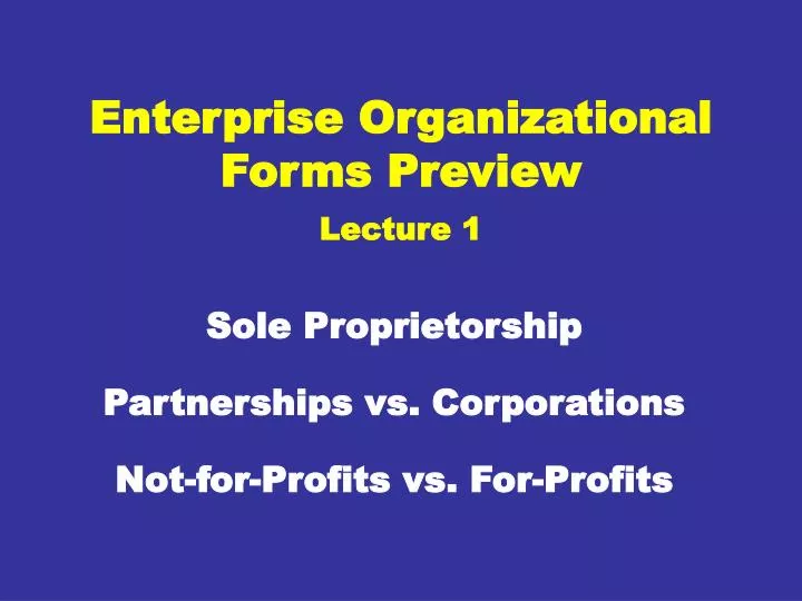 enterprise organizational forms preview lecture 1