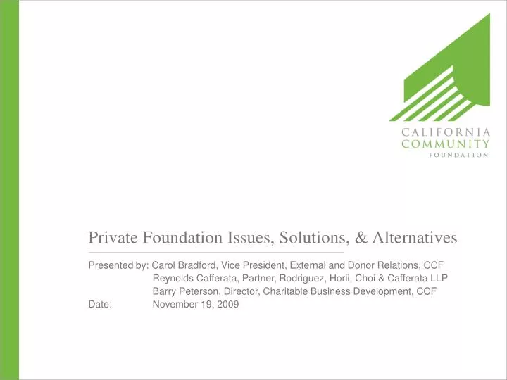 private foundation issues solutions alternatives
