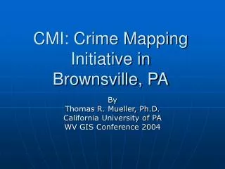 CMI: Crime Mapping Initiative in Brownsville, PA