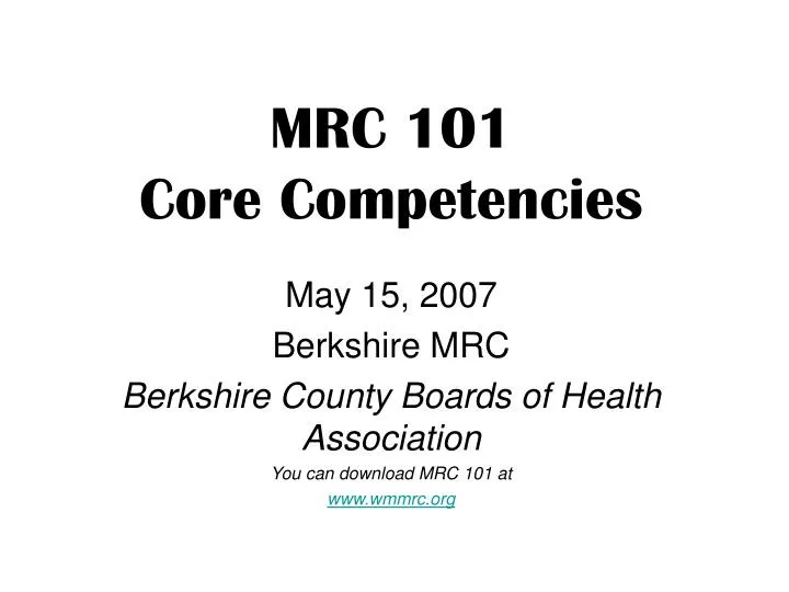 mrc 101 core competencies