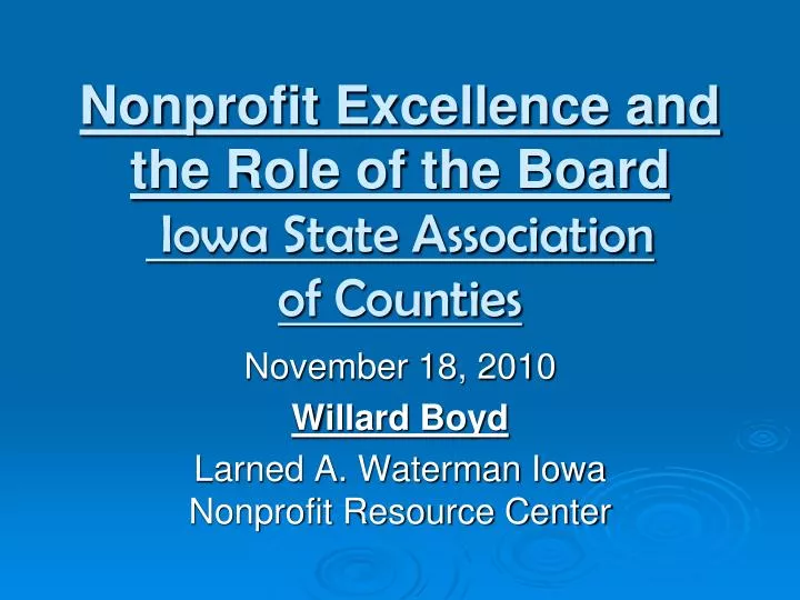 nonprofit excellence and the role of the board iowa state association of counties