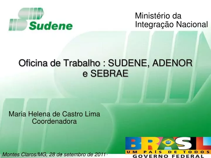 oficina de trabalho sudene adenor e sebrae