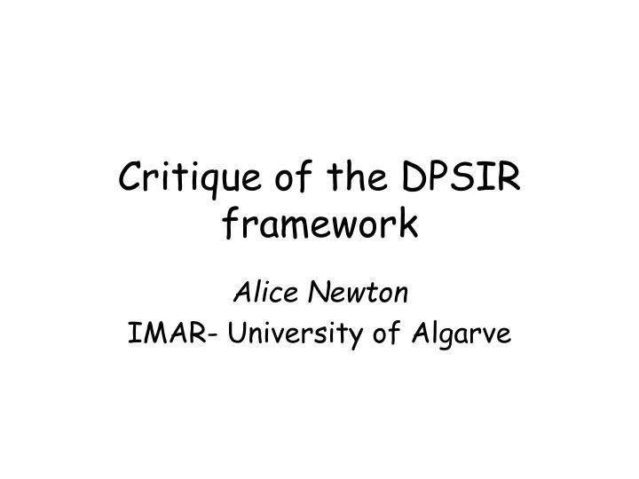 critique of the dpsir framework