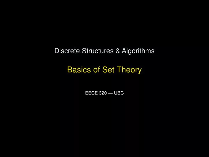 discrete structures algorithms basics of set theory