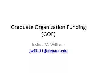Graduate Organization Funding (GOF)