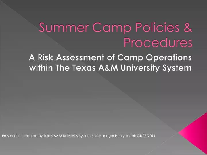 summer camp policies procedures