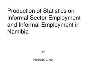 Production of Statistics on Informal Sector Employment and Informal Employment in Namibia