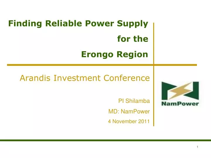 finding reliable power supply for the erongo region