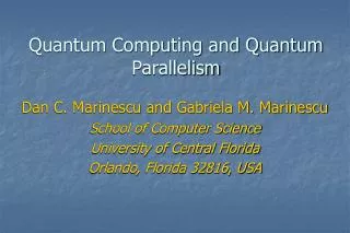Quantum Computing and Quantum Parallelism