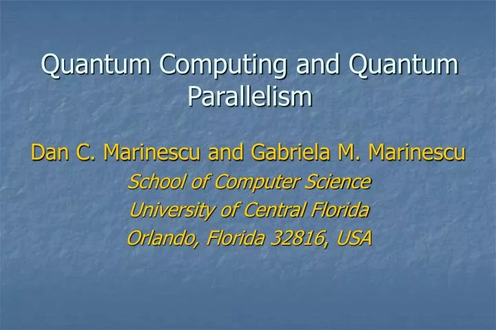quantum computing and quantum parallelism