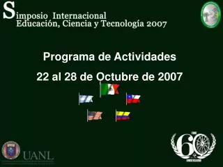 Programa de Actividades 22 al 28 de Octubre de 2007