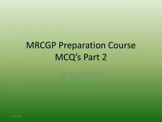 MRCGP Preparation Course MCQ’s Part 2