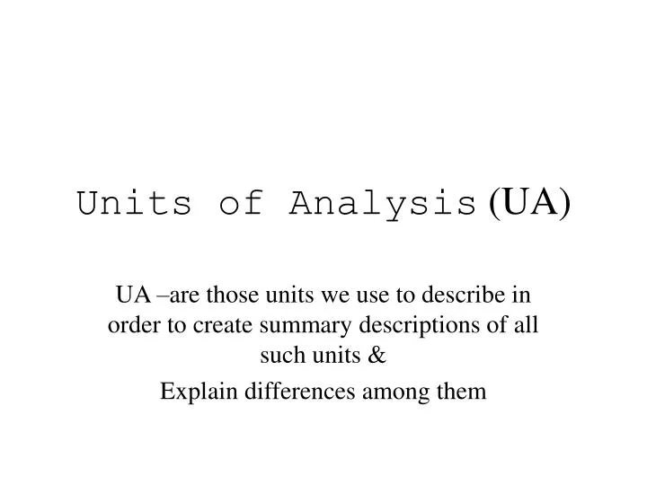 units of analysis ua