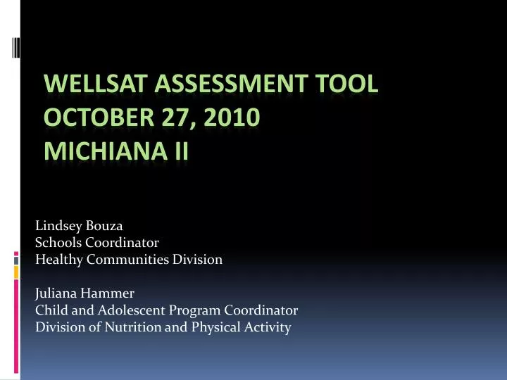wellsat assessment tool october 27 2010 michiana ii
