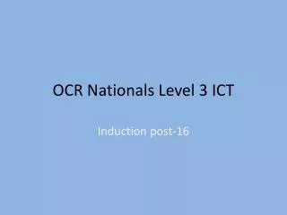 OCR Nationals Level 3 ICT