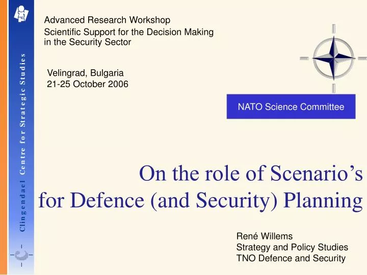 on the role of scenario s for defence and security planning