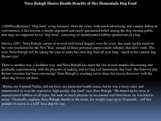 Nora Balogh Shares Health Benefits of Her Homemade Dog Food