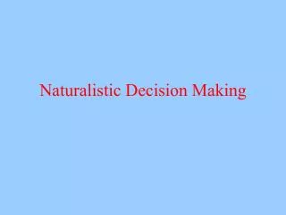 Naturalistic Decision Making