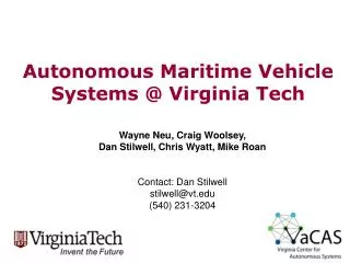Autonomous Maritime Vehicle Systems @ Virginia Tech