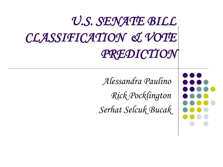 u s senate bill classification vote prediction