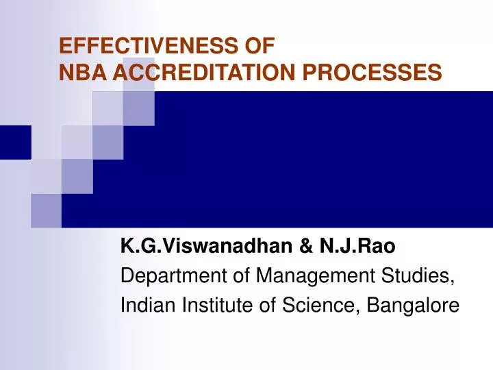 effectiveness of nba accreditation processes