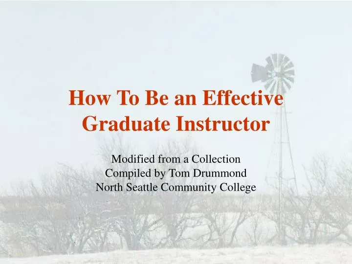 how to be an effective graduate instructor