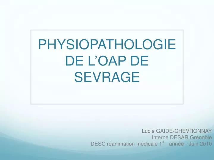 physiopathologie de l oap de sevrage