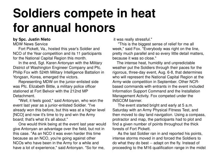 soldiers compete in heat for annual honors