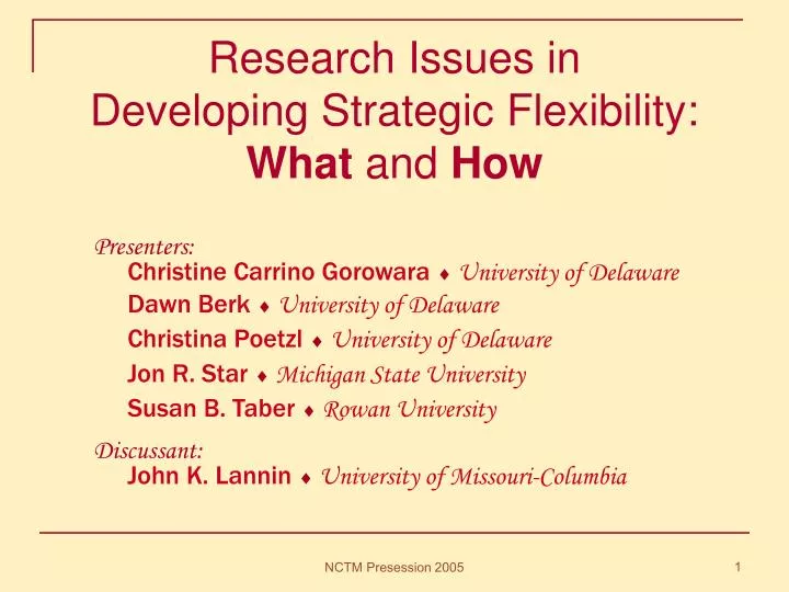 research issues in developing strategic flexibility what and how