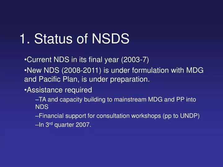 1 status of nsds