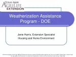 Weatherization Assistance Program - DOE - slide 1