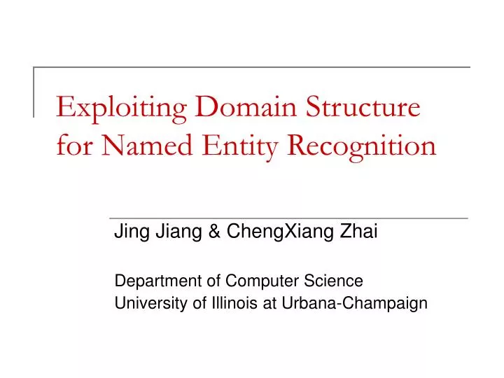 exploiting domain structure for named entity recognition