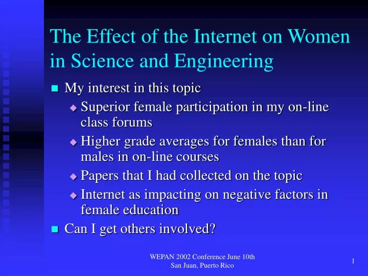 the effect of the internet on women in science and engineering