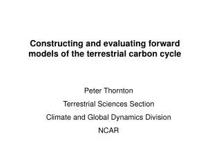 Constructing and evaluating forward models of the terrestrial carbon cycle