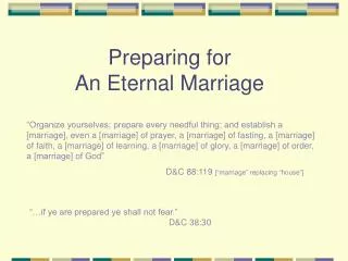 Preparing for An Eternal Marriage
