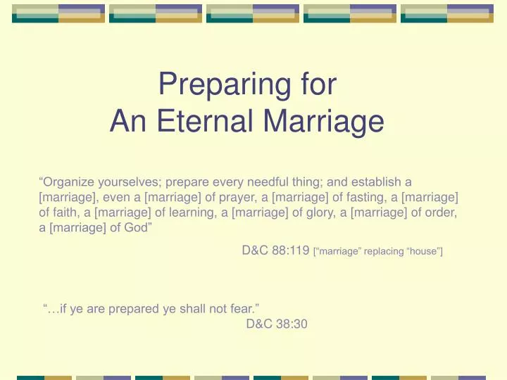 preparing for an eternal marriage