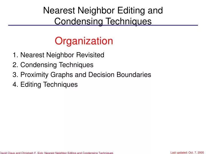 nearest neighbor editing and condensing techniques