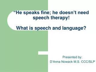 “He speaks fine; he doesn’t need speech therapy! What is speech and language?