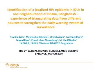 THE 2 nd GLOBAL HIV/AIDS SURVEILLANCE MEETING BANGKOK, MARCH 2009