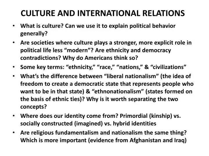 culture and international relations