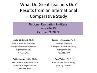 What Do Great Teachers Do? Results from an International Comparative Study